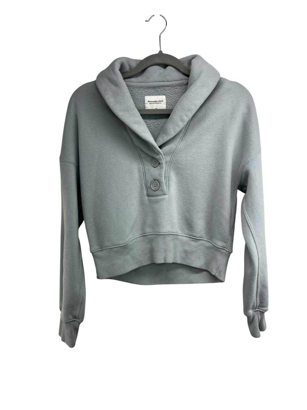 Abercrombie & Fitch Soft AF Collection Shawl Collar Light Blue Sweatshirt XS - Picture 1 of 6